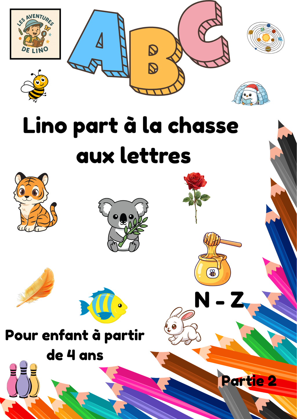 Pack complet – Lino part à la chasse aux lettres (A–Z)