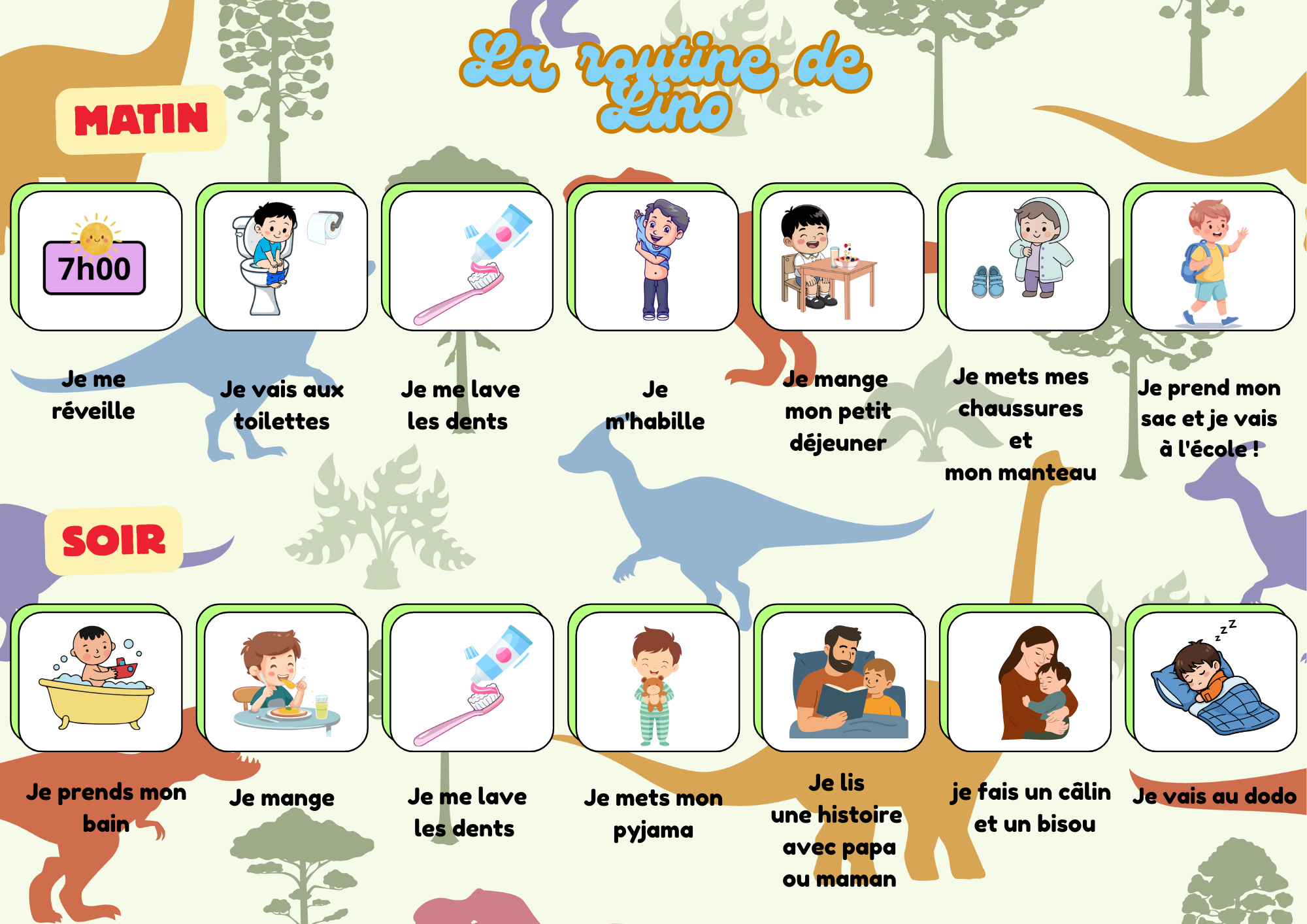 Ma routine matin/soir pour garçon personnalisée
